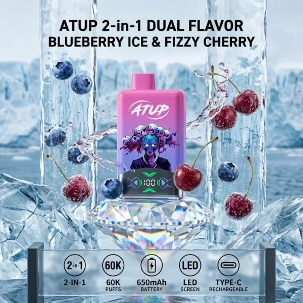 ATUP 2 In 1 60K Zaciągnięć | Jednorazowy Waporyzator | ⭐️Stężenie nikotyny: 5%