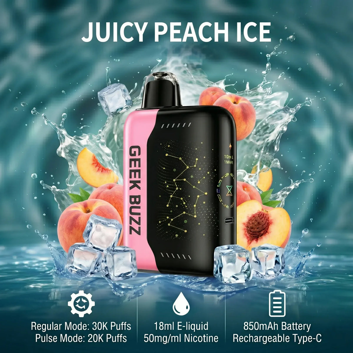GEEK BUZZ Frozen 25k–30k. zaciągnięć | Jednorazowy Waporyzator | ⭐️Stężenie nikotyny: 5%