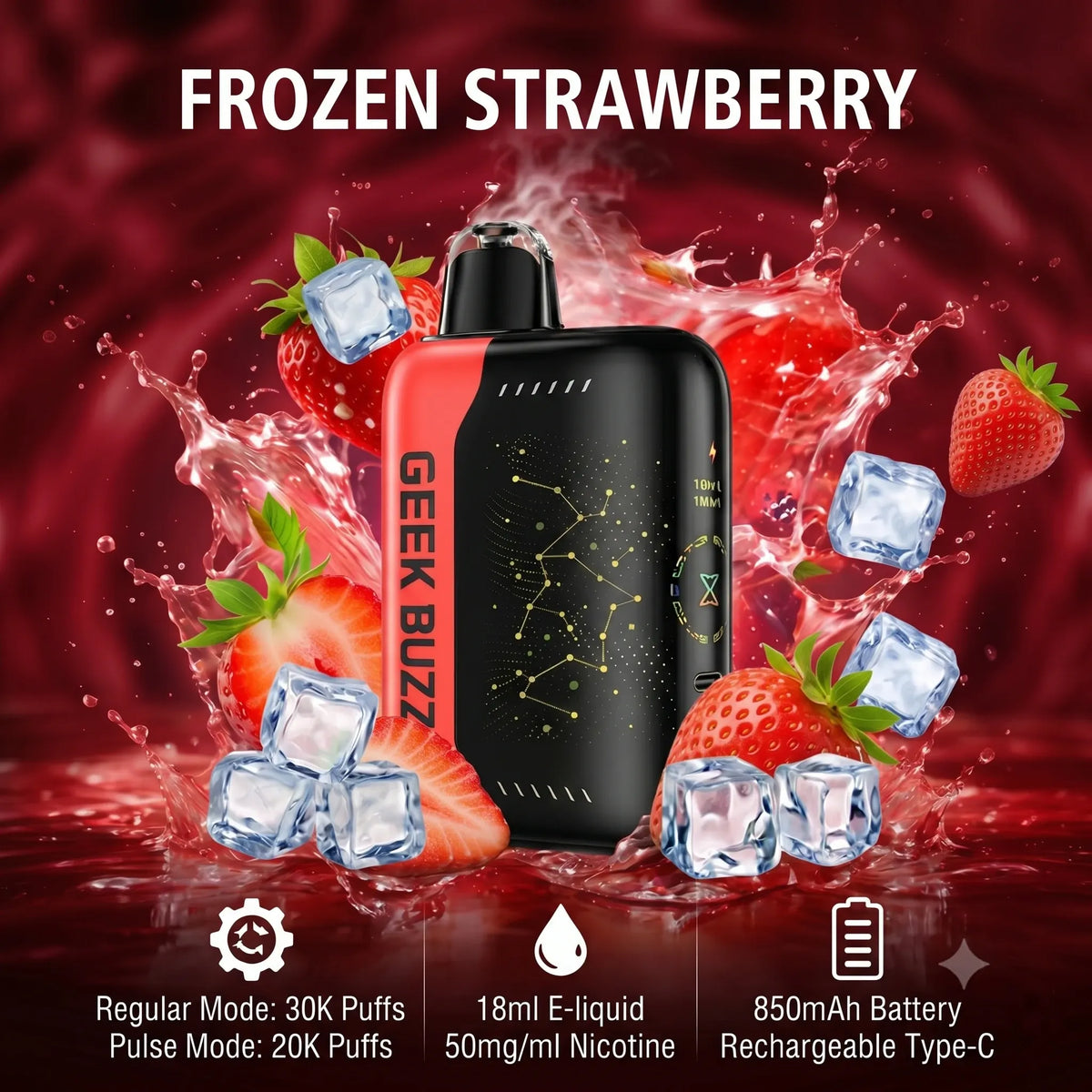 GEEK BUZZ Frozen 25k–30k. zaciągnięć | Jednorazowy Waporyzator | ⭐️Stężenie nikotyny: 5%